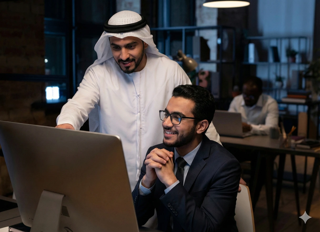 Emirati technology consultant and software engineer collaborating on digital solutions at Inspired Technology Abu Dhabi